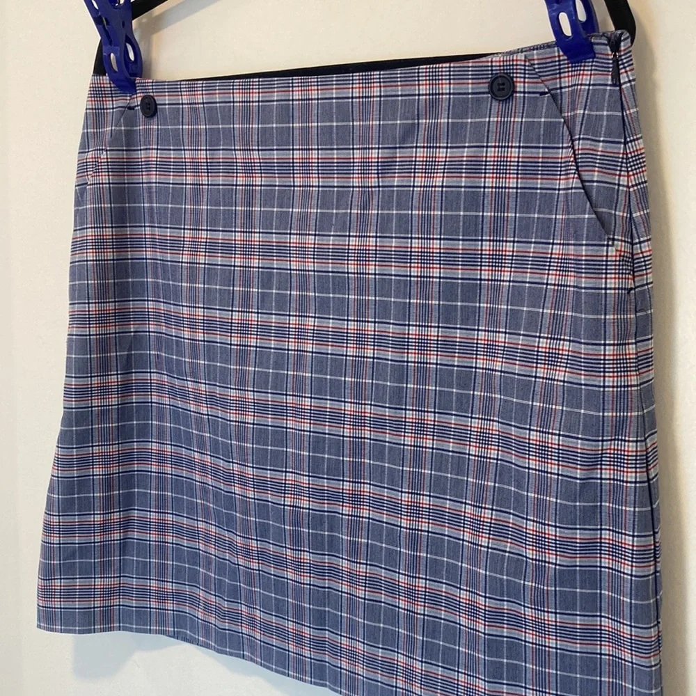 Riley & Rae Red, White, Blue Plaid Mini Skirt Size 12